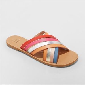 Laila Multi Colored Strappy Slide Sandal - A New Day - 9